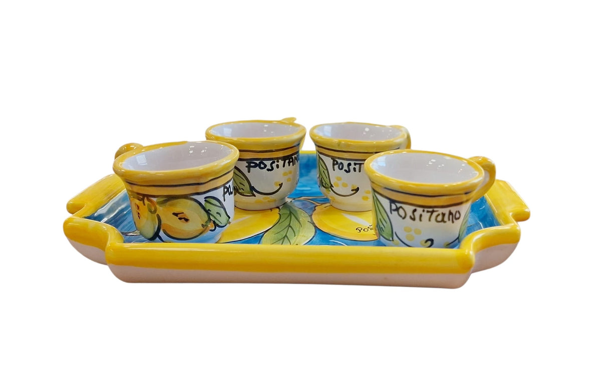 Set vassoio + 4 tazzine da caffè espresso